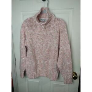 Donagain Woman L Sweater Pink Button Collared Long Sleeve Casual Big Knit...